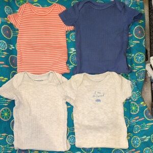 Carter's Short Sleeve Onesies - Navy, Coral, Light Gray